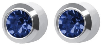 STUDEX kolczyk srebrny SZAFIR W OPRAWIE