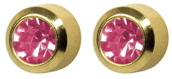 STUDEX kolczyk złoty CYRKON RÓŻOWY W OPRAWIE