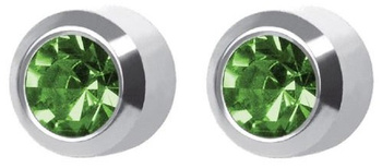 STUDEX kolczyk srebrny PERIDOT W OPRAWIE