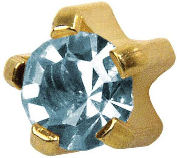 STUDEX kolczyk złoty AKWAMARYN W PAZURKACH