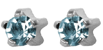 STUDEX kolczyk srebrny AKWAMARYN W PAZURKACH