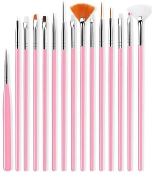 Zestaw pędzli kpl 15szt różowy