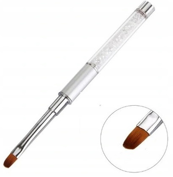 Pędzelek do żelu OKRĄGŁY z kryształkami biały nr 2