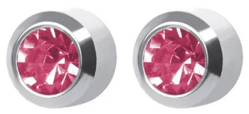 STUDEX kolczyk srebrny CYRKON RÓŻOWY W OPRAWIE