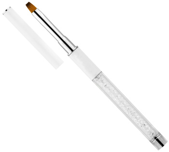 Pędzelek do żelu prosty z kryształkami biały nr 4